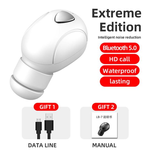 LB-7 Bluetooth-compatible 5.0 Single-Ear Headset with Mic Stereo Waterproof Sport Music Earphone Mini In-ear Earbuds