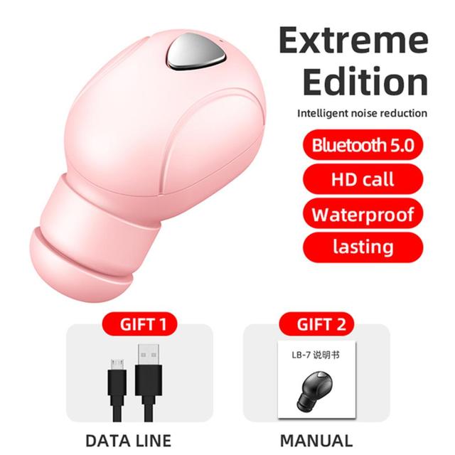 LB-7 Bluetooth-compatible 5.0 Single-Ear Headset with Mic Stereo Waterproof Sport Music Earphone Mini In-ear Earbuds