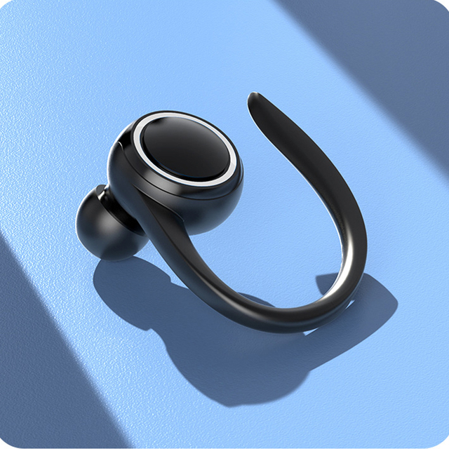 Bluetooth Waterproof Hanging Single Ear Wireless Earbuds with Noise Cancelling HiFi Music Headphone Sports Business Headset
