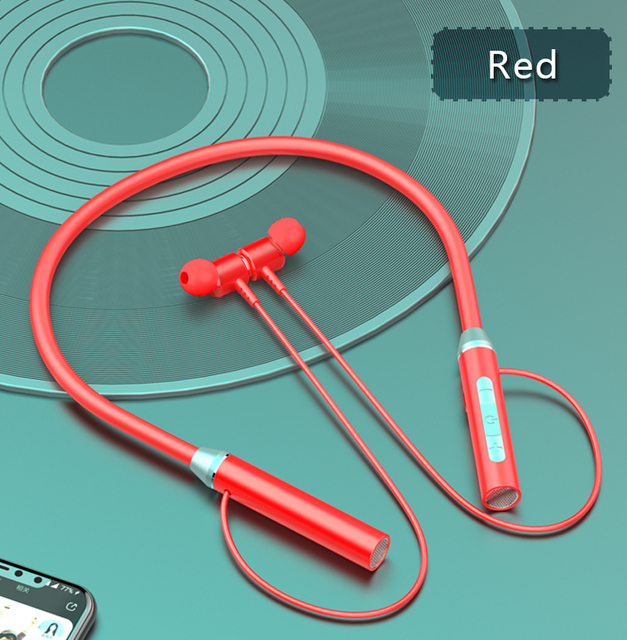 Neck-mounted bluetooth headset sports wireless headset neck-mounted large battery with card binaural magnetic suction