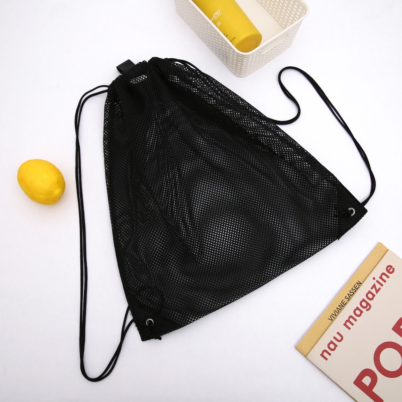 Portable Multifunctional Drawstring Mesh Bags Gym Sports Basketball Storage Shoulder Net Backpack Outdoor Beach Use Bag