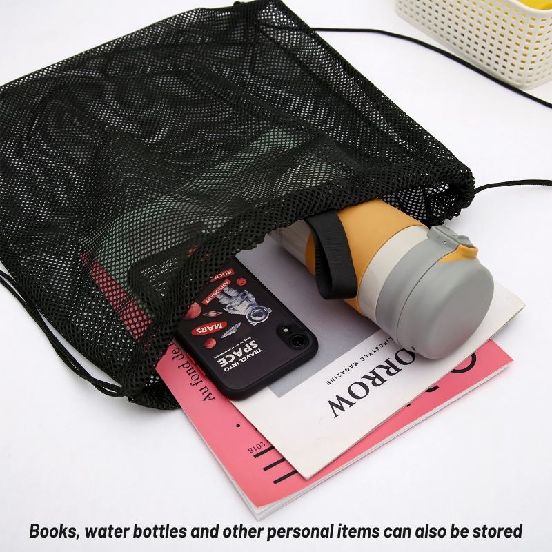 Portable Multifunctional Drawstring Mesh Bags Gym Sports Basketball Storage Shoulder Net Backpack Outdoor Beach Use Bag