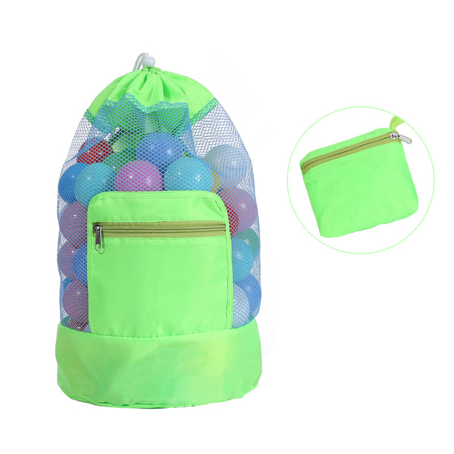Large Capacity Foldable Beach Mesh Bag Beach Storage Pouch Tote Bag Travel Toy Organizer Sundries Net Portable Storage Backpack