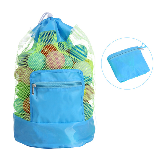 Large Capacity Foldable Beach Mesh Bag Beach Storage Pouch Tote Bag Travel Toy Organizer Sundries Net Portable Storage Backpack