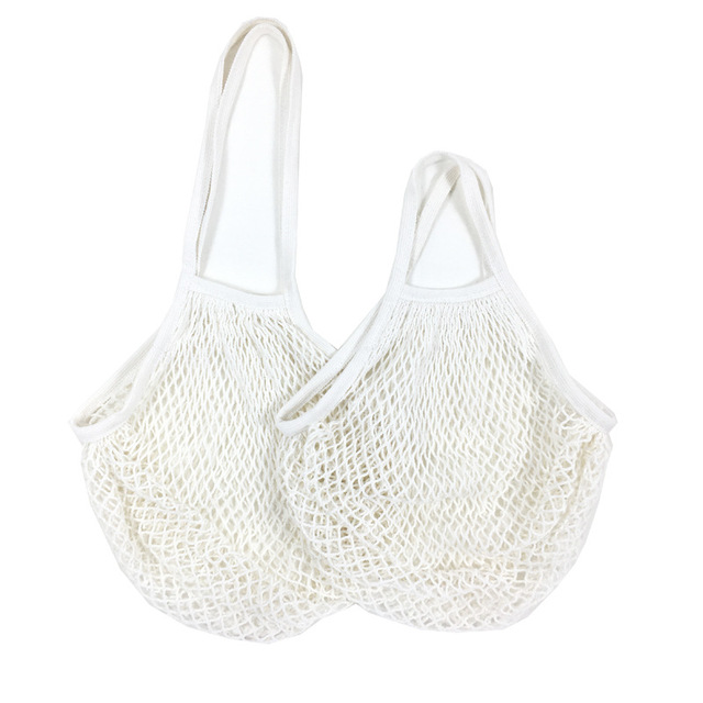 2pcs Reusable Shopping Bags Portable Net Bag Fruit Vegetable Storage Eco-friendly Cotton foldable Mesh Bag for Shopping long and short