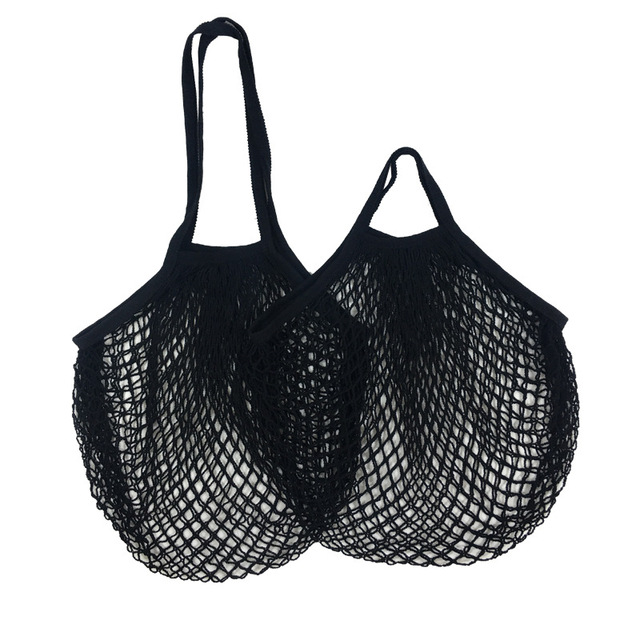 2pcs Reusable Shopping Bags Portable Net Bag Fruit Vegetable Storage Eco-friendly Cotton foldable Mesh Bag for Shopping long and short