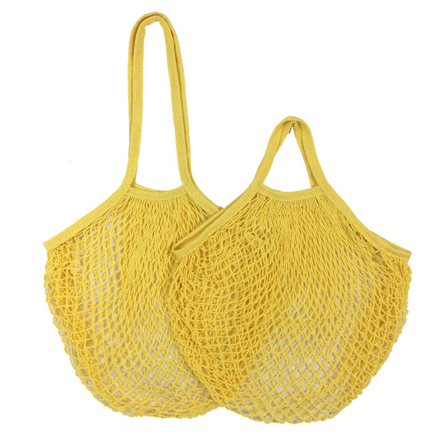 2pcs Reusable Shopping Bags Portable Net Bag Fruit Vegetable Storage Eco-friendly Cotton foldable Mesh Bag for Shopping long and short