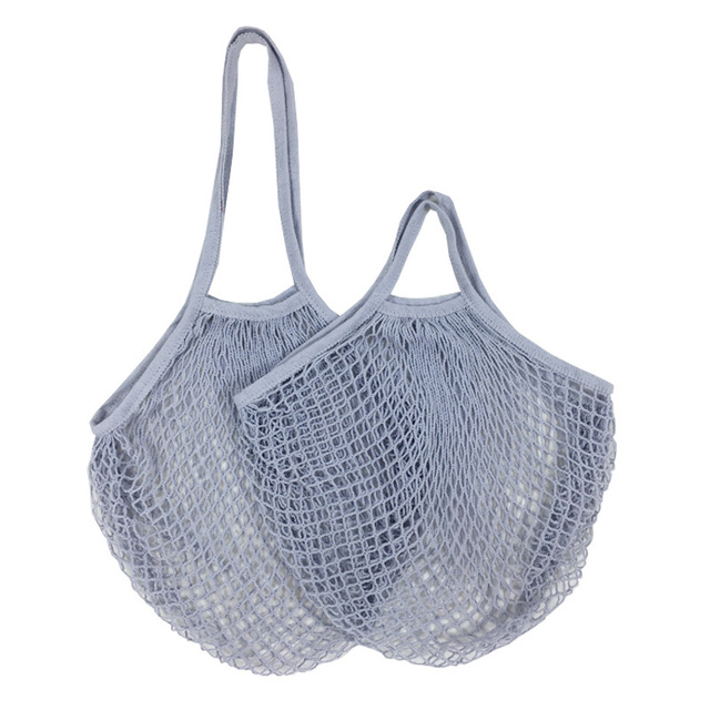 2pcs Reusable Shopping Bags Portable Net Bag Fruit Vegetable Storage Eco-friendly Cotton foldable Mesh Bag for Shopping long and short