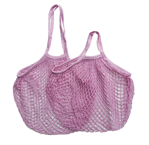 2pcs Reusable Shopping Bags Portable Net Bag Fruit Vegetable Storage Eco-friendly Cotton foldable Mesh Bag for Shopping long and short