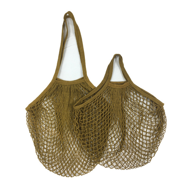 2pcs Reusable Shopping Bags Portable Net Bag Fruit Vegetable Storage Eco-friendly Cotton foldable Mesh Bag for Shopping long and short