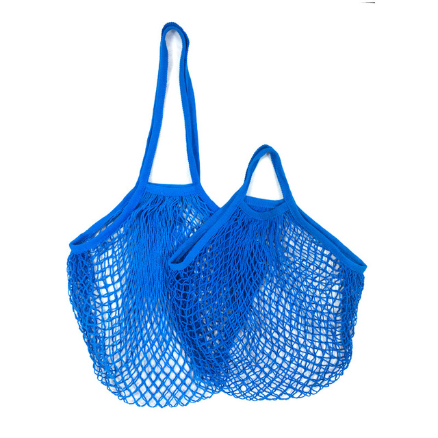 2pcs Reusable Shopping Bags Portable Net Bag Fruit Vegetable Storage Eco-friendly Cotton foldable Mesh Bag for Shopping long and short