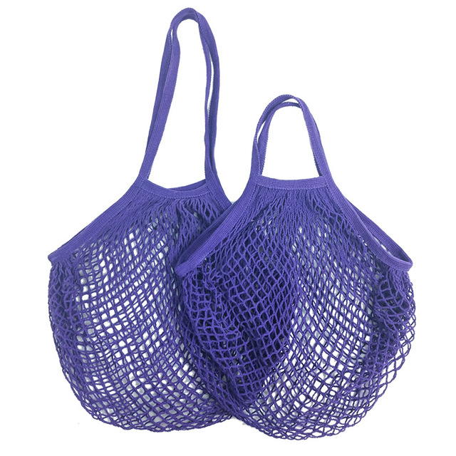 2pcs Reusable Shopping Bags Portable Net Bag Fruit Vegetable Storage Eco-friendly Cotton foldable Mesh Bag for Shopping long and short