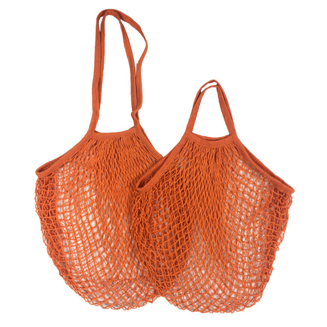 2pcs Reusable Shopping Bags Portable Net Bag Fruit Vegetable Storage Eco-friendly Cotton foldable Mesh Bag for Shopping long and short