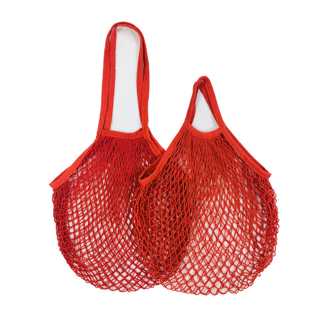 2pcs Reusable Shopping Bags Portable Net Bag Fruit Vegetable Storage Eco-friendly Cotton foldable Mesh Bag for Shopping long and short