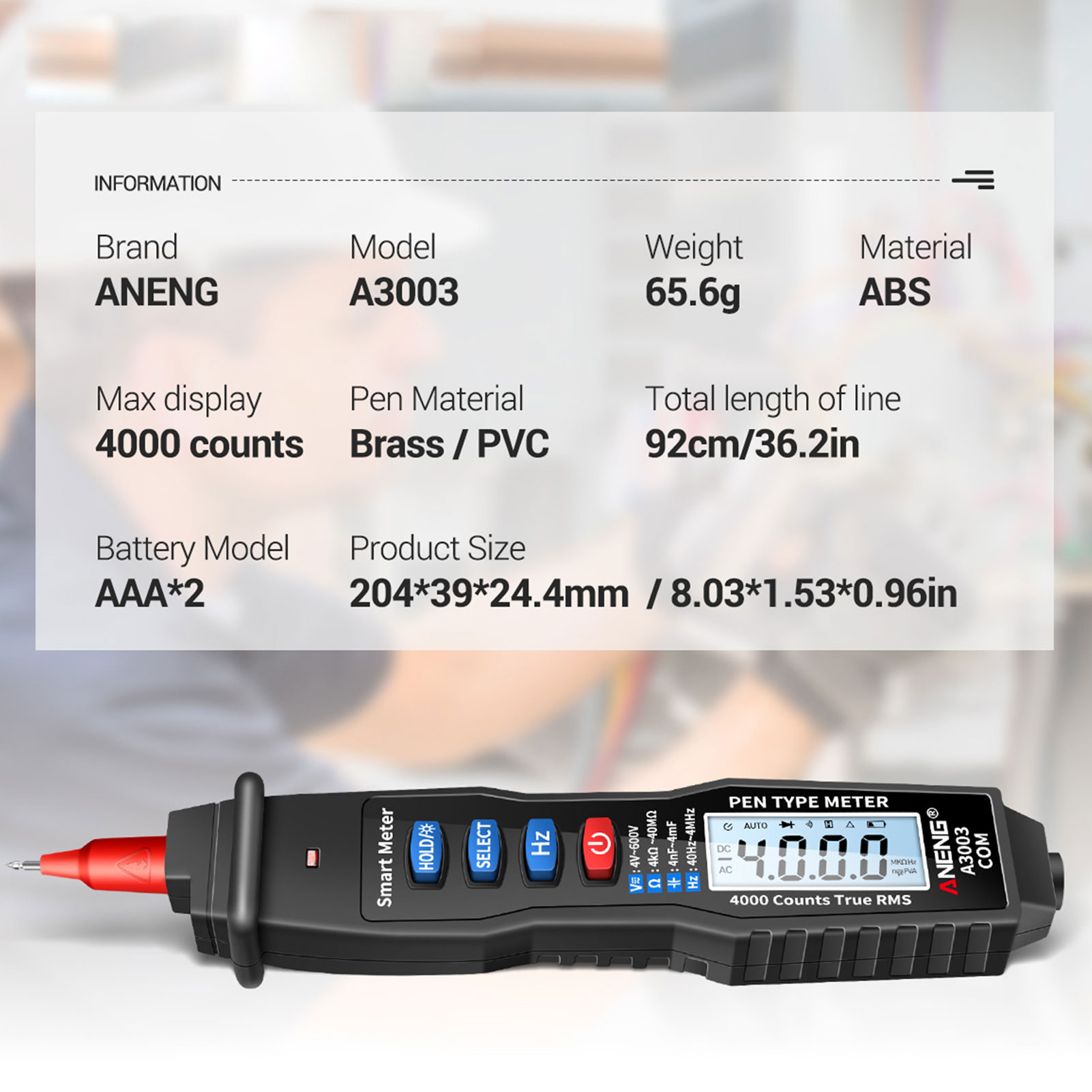 A3003 Non-contact 4000 Count Pocket Pen Type Automatic Range Pen Type Intelligent Digital Multimeter