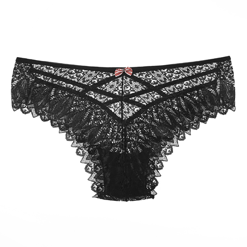 Sexy Women Panties Lace Cross Straps Underwear Middle Waist Cotton Crotch Underpants Hollow Out Thongs Female