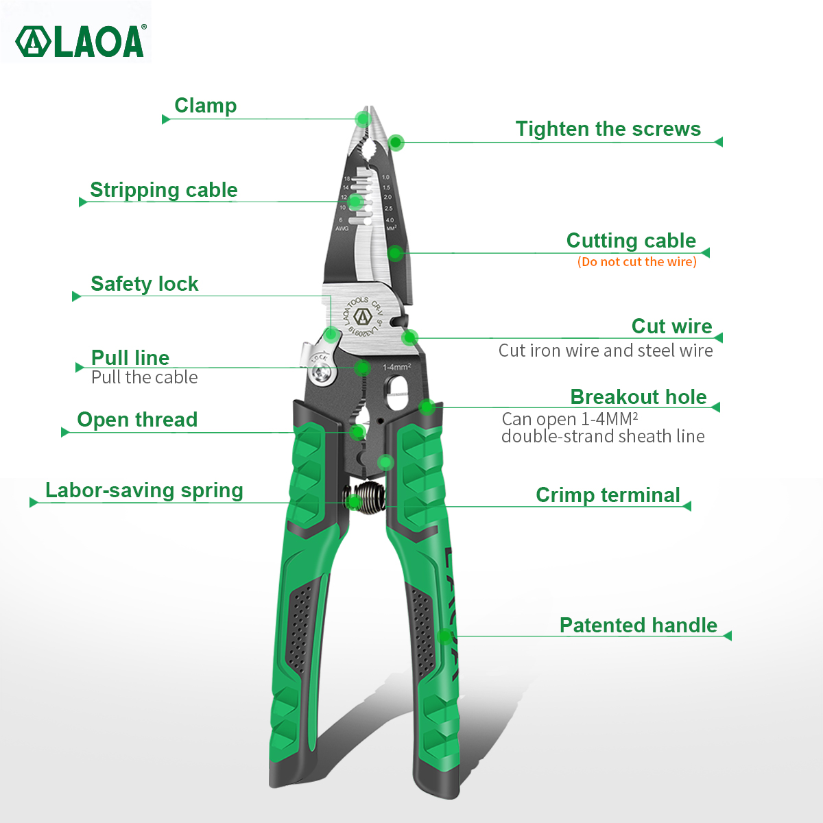 9 in 1 Electrician Pliers Multifunctional Needle Nose Pliers for Wire Stripping Cable Cutters Terminal Crimping Hand Tools