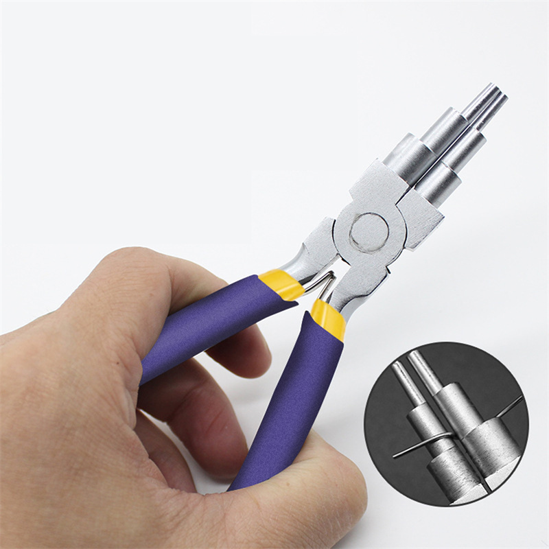 6 In 1 Bail-Making Pliers Handheld Forming Rustproof Jump Rings Bail Making Pliers Carbon Steel Round Nose Pliers Jewelry Tools