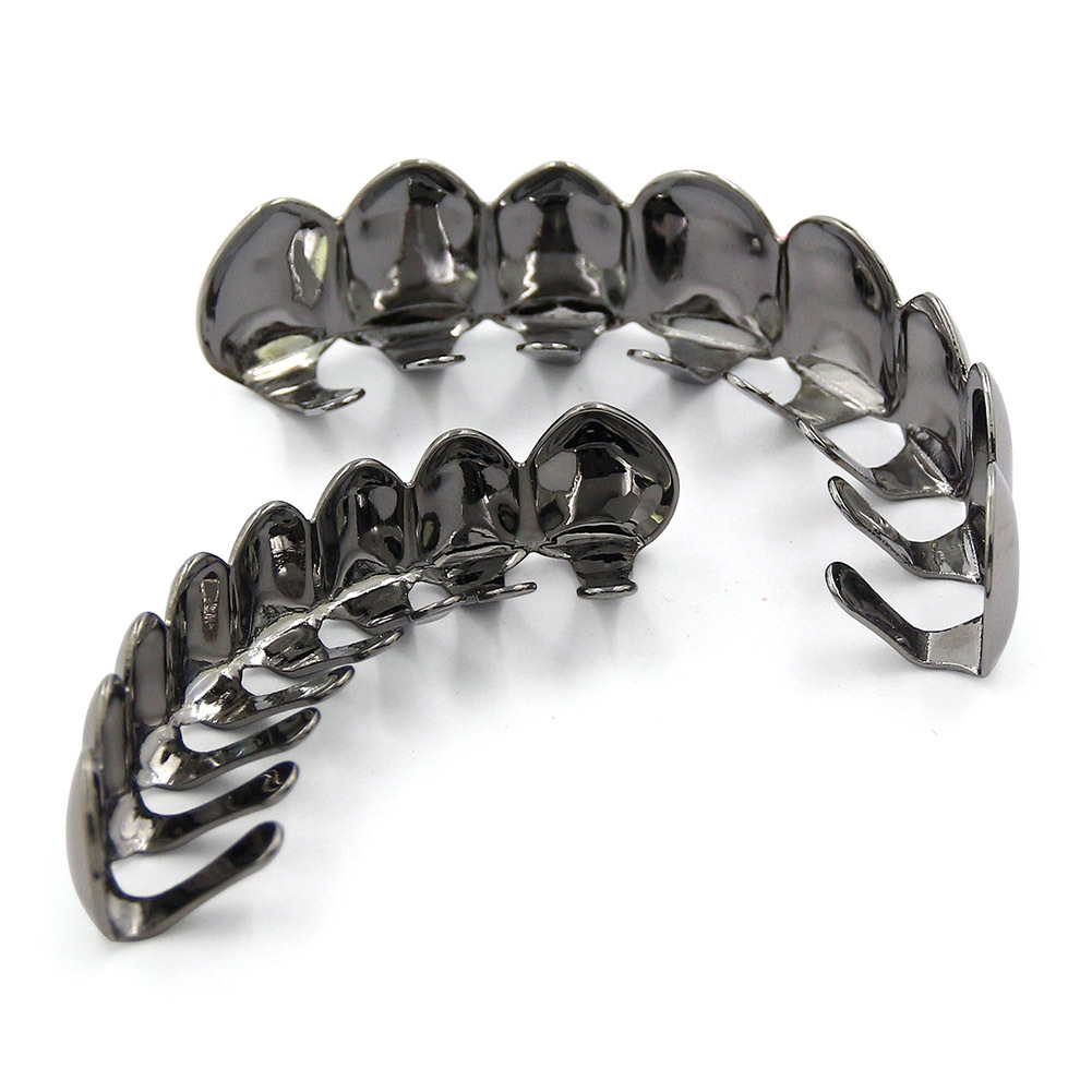 Top Bottom Tooth Grills Dental Mouth Punk Teeth Caps Cosplay Party Rapper Jewelry Hip Hop Gold Teeth Grillz Set