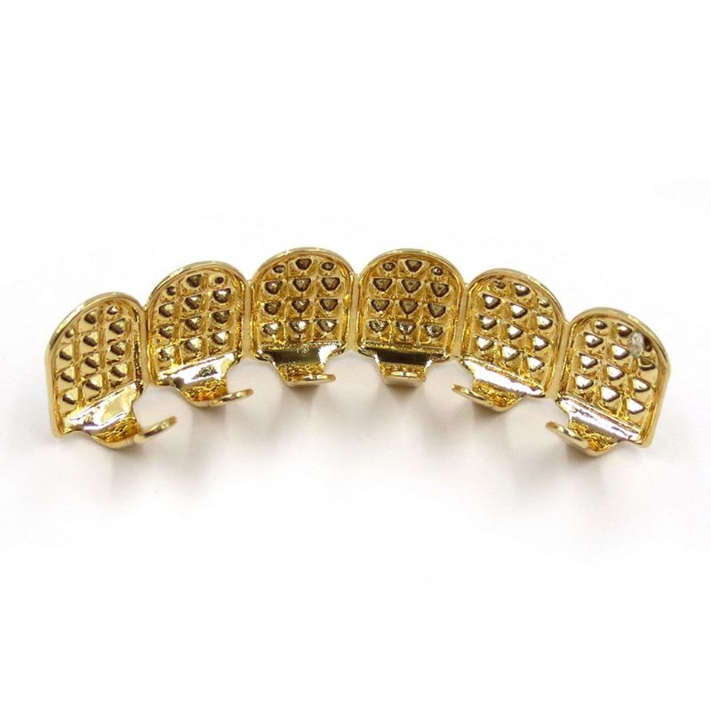 Gold Silver Colour Iced Out CZ Teeth Grillz Top Bottom  Men Women Jewelry Fshion Hip Hop