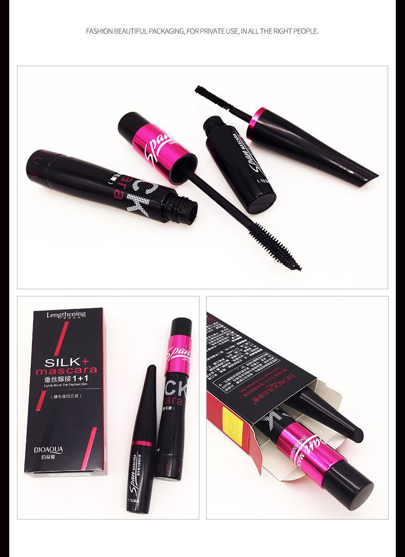 Eyelash 2 in 1 false eyelashes + Mascara 3D Fiber Makeup mascara Lengthening eyelashes Volume