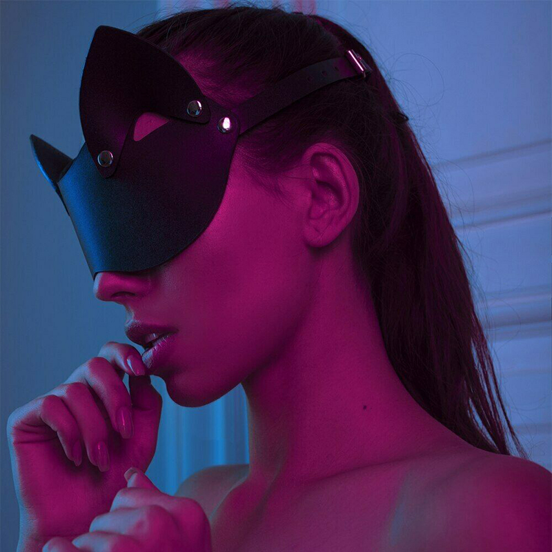 Mask Halloween Party Mask Masquerade Ball Fancy Masks Punk Women Mask Half face fox Cosplay Leather