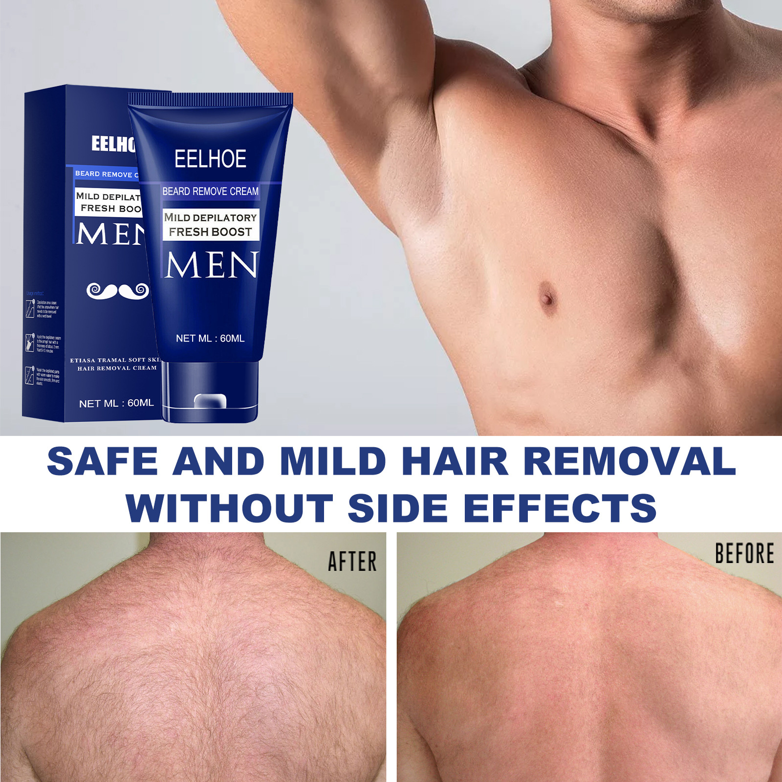 Chest Hands Legs Privates Gentle Nourish Convenient Red Myrrh Body Skin Care 60ml Men's Hair Removal Cream Beard Armpit