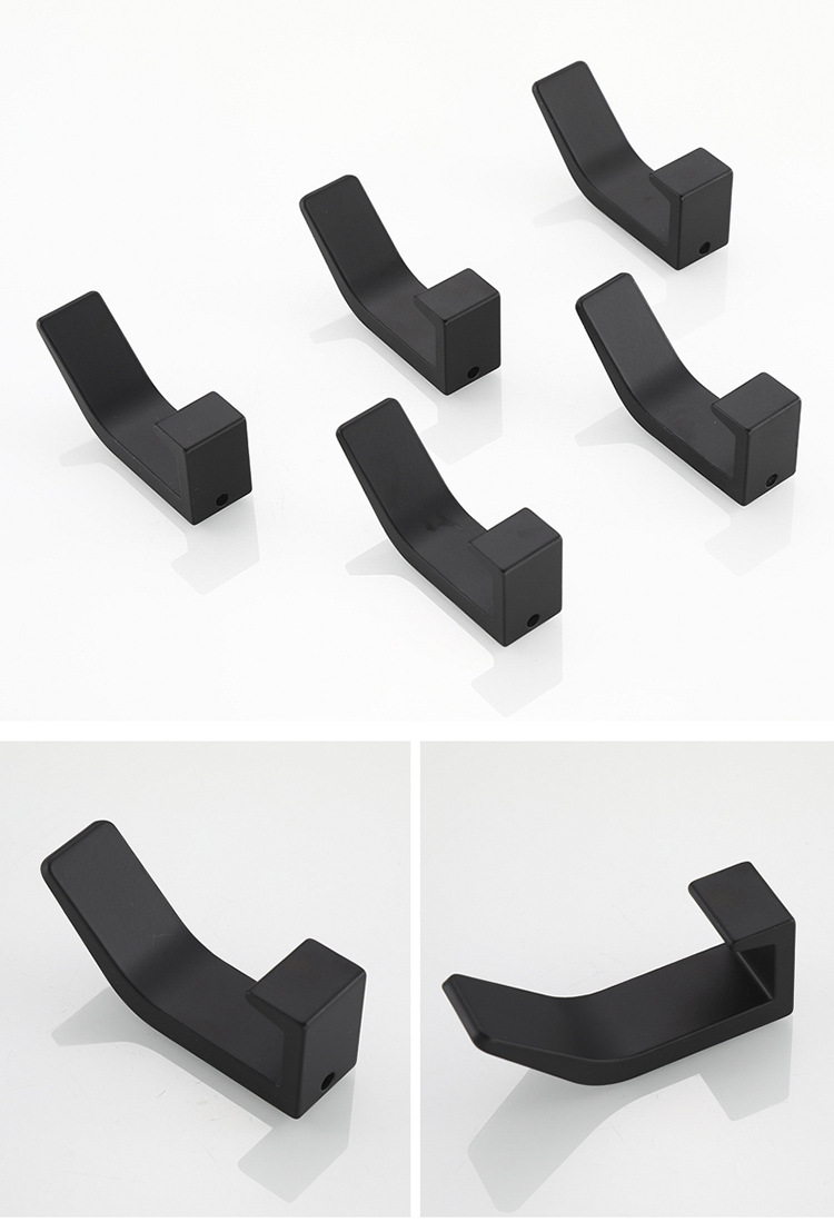 1pc Bedroom Robe Hook Livingroom Kitchen Accessories No Drilling Double Hook Black White Towel Hook For Bathroom Clothes Coat Hook