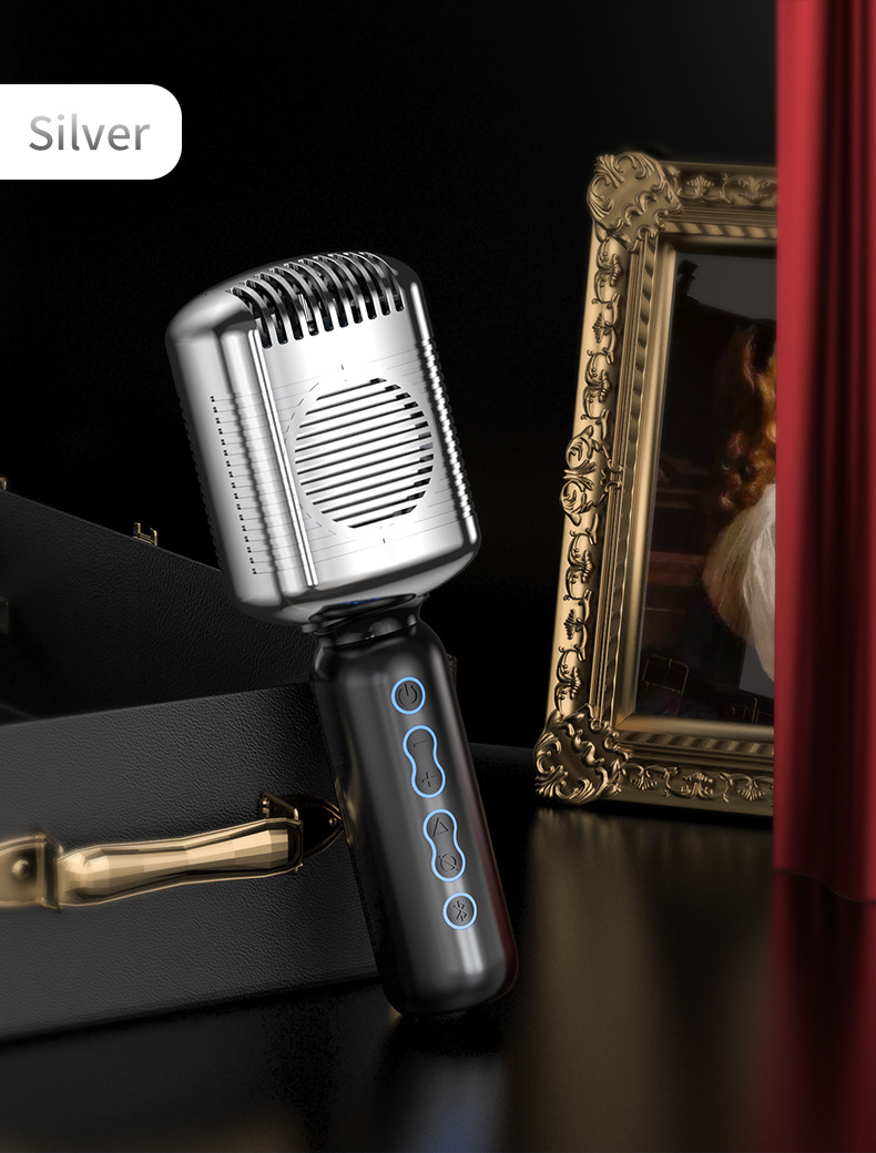 Condenser  Bluetooth Karaoke Portable Microphone Mic Retro Microphone, Classic Retro Style