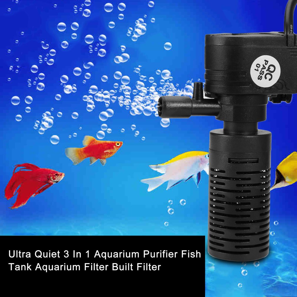 Aquarium Filter Built Filter 3W/5W Bucket Oxygen Pump Ultra Quiet 3 In 1 Aquarium Purifier Fish Tank
