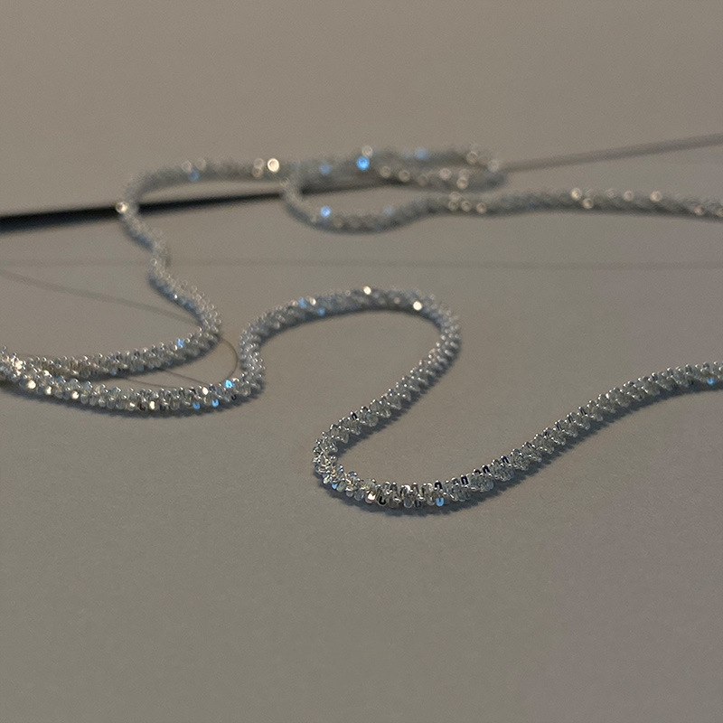 Popular 925 Sterling Silver Sparkling Clavicle Chain Choker Necklace For Women Fine Jewelry Wedding Party Birthday Gift