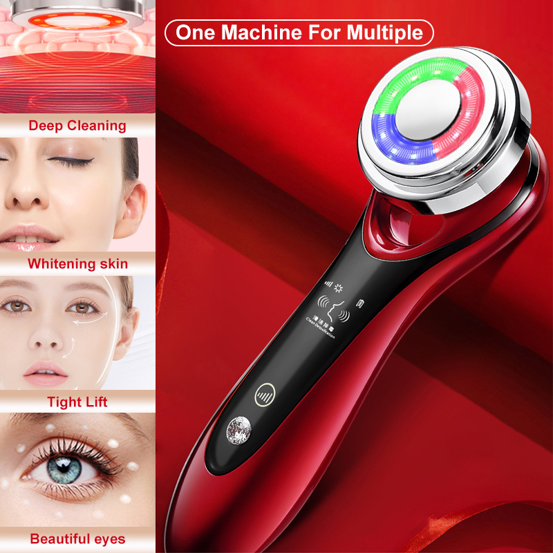 Beauty Instrument Face Lifting Heat Red Blue Light Face Cleaner Deep Cleansing Home Skin Care Device Face Massager