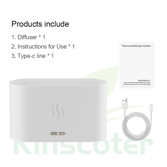 Air Humidifier Ultrasonic Cool Mist Maker Fogger Led Essential Oil Flame Lamp Difusor