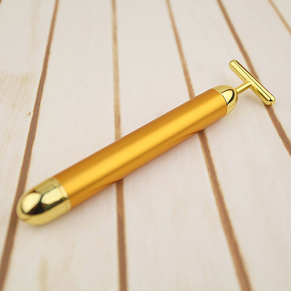 Beauty Bar 24K Golden Facial Massager Roller T-Shape Electric Lift Skin Tightening Face Massage Vibrating Energy Care Eye Neck