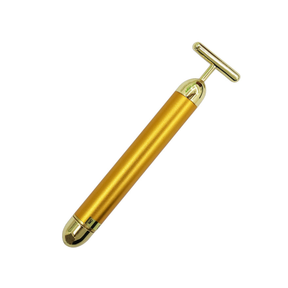 Beauty Bar 24K Golden Facial Massager Roller T-Shape Electric Lift Skin Tightening Face Massage Vibrating Energy Care Eye Neck