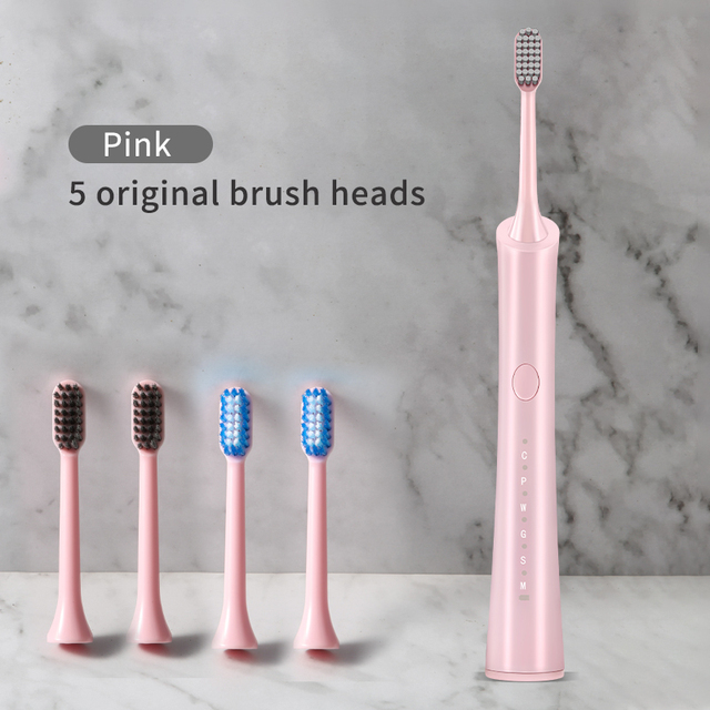 Sonic Electric Toothbrush Adult Timer Brush IPX7 Waterproof 6 Modes USB Charger Rechargeable Tooth Brushes Replacement Heads Set