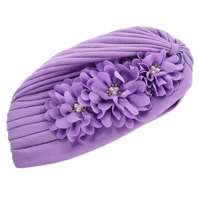 Fashion Women Diamonds Flower Turban Cap Soild Color Muslim Headscarf Bonnet Inner Hijabs Arab Head Wraps Indian Hat