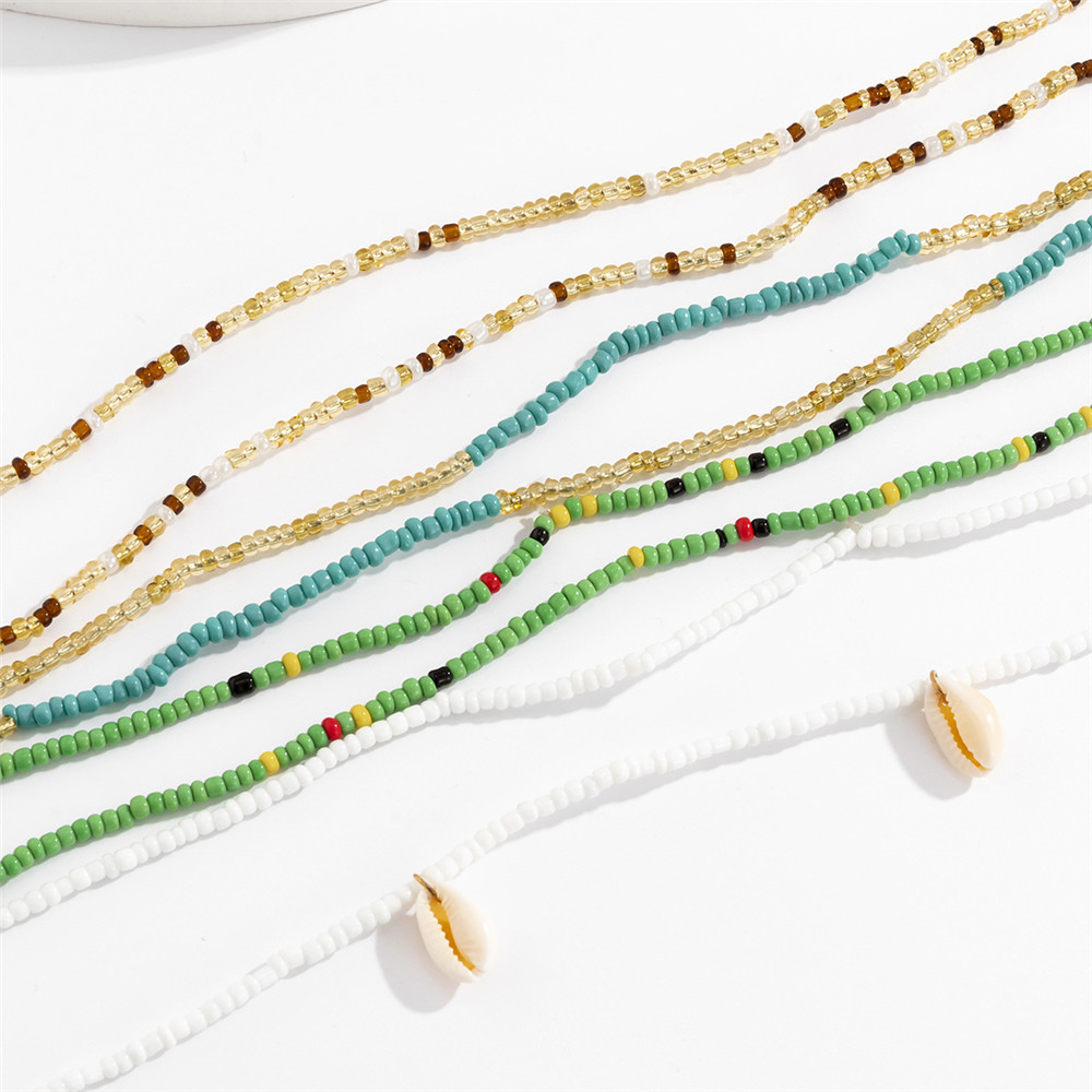 4Pcs/Set Bohemian Beaded Waist Chain Creative Shell Pendant Belly Chain for Female Girl Beach Bikini Jewelry Accessory