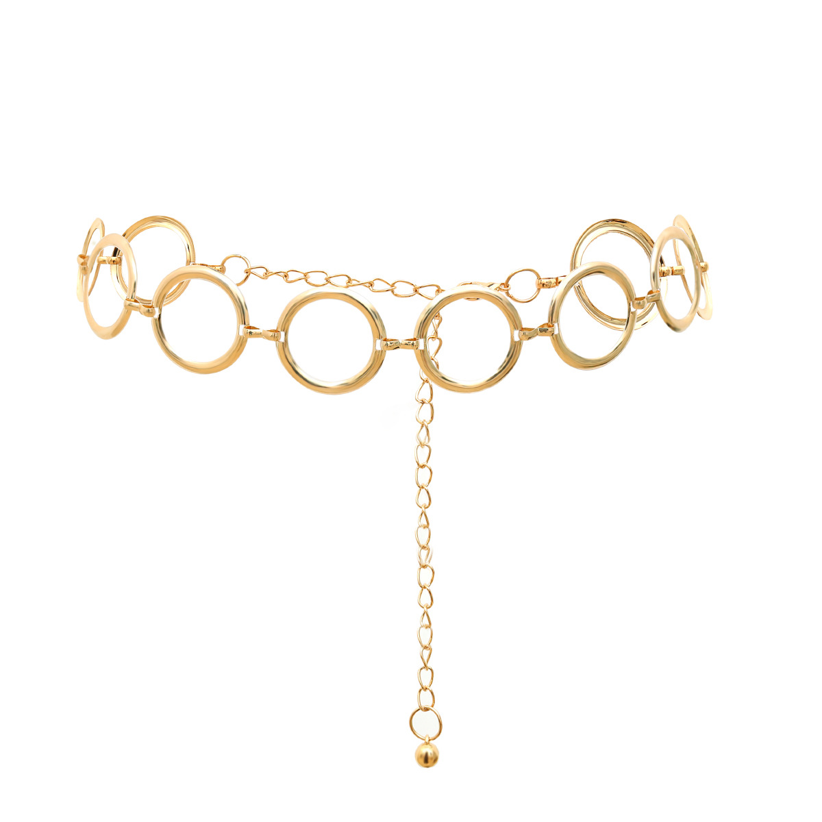 Fashion Women Metal Chain Belt Luxury Brand Large Metal Ring Waist Strap Dress Coat Skirt Lady Decorative Golden Silver Waistban