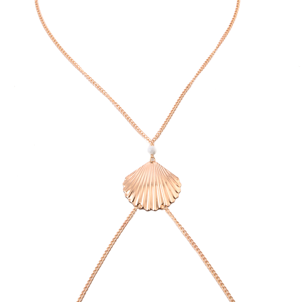 Sandy Beach Party Pearl Simple Cross Shell Chest Bra Chain Wedding Women Body Waist Chain Girl Necklace Accessories Jewelry