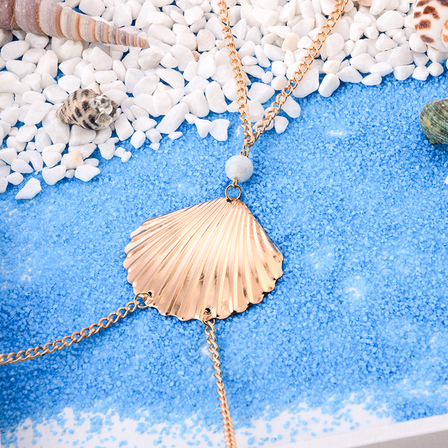 Sandy Beach Party Pearl Simple Cross Shell Chest Bra Chain Wedding Women Body Waist Chain Girl Necklace Accessories Jewelry