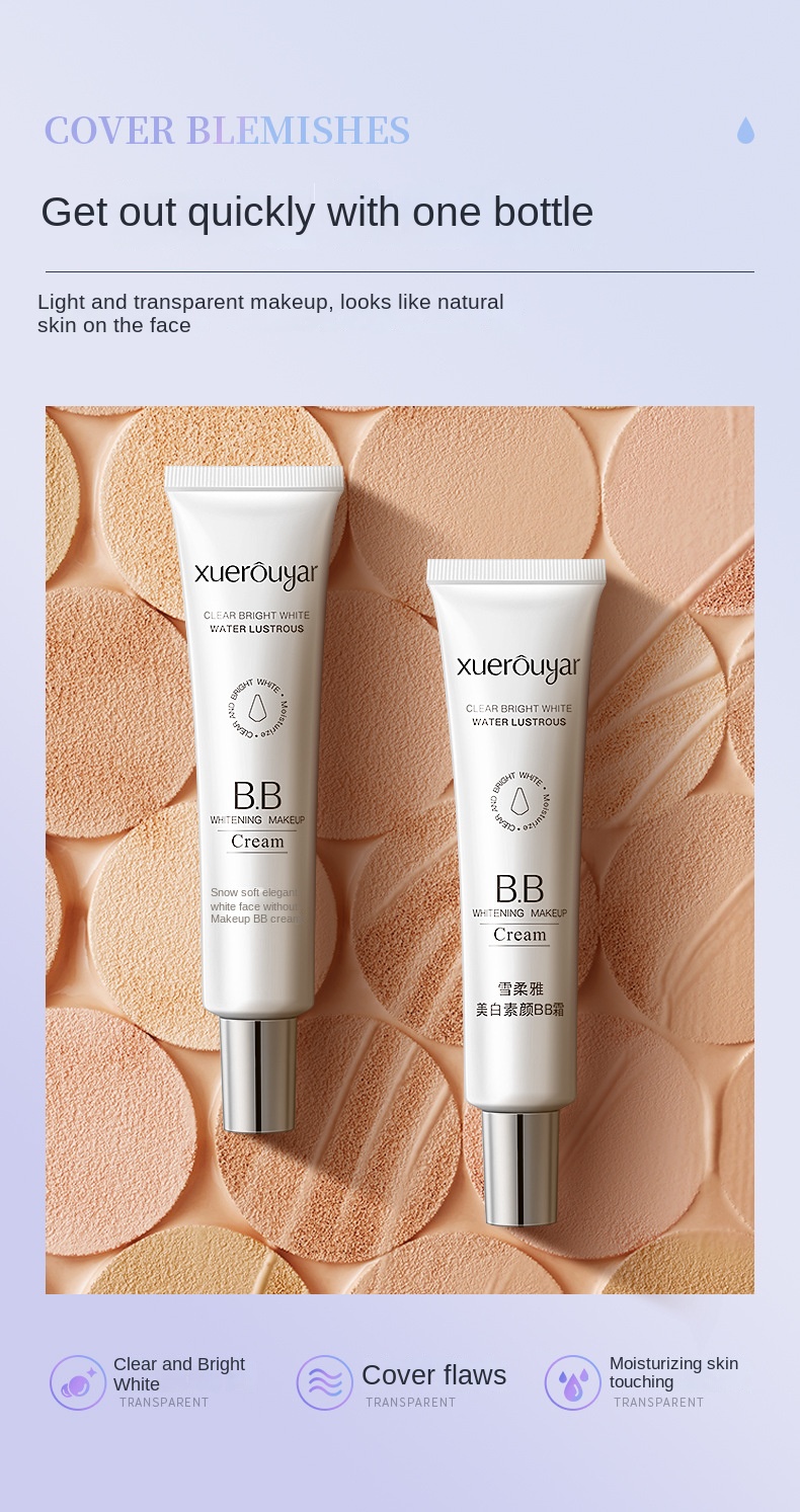 Whitening Pigment BB Cream Naturally Fits Skin Without Makeup, Long-Lasting Moisturizing  Brightening BB Creams