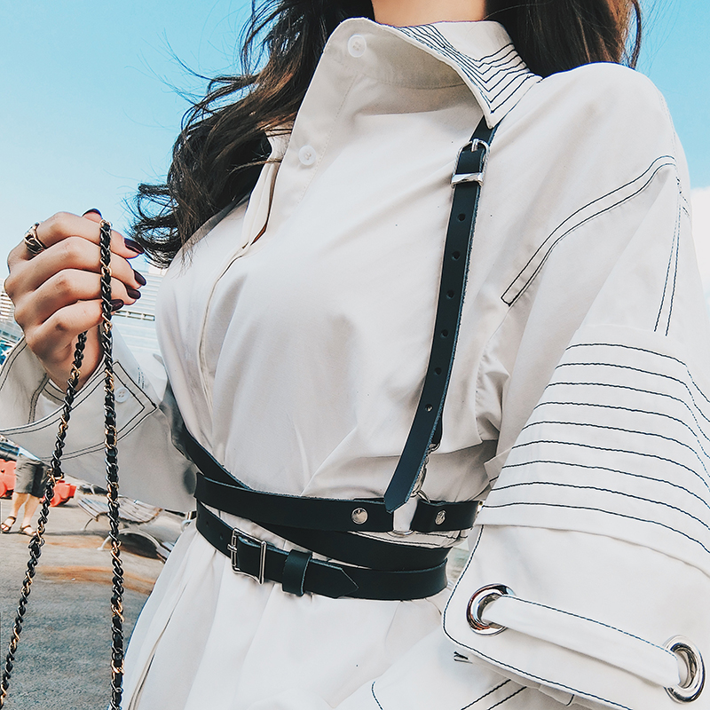 Fashion Trend Women Men Gothic Handmade PU Leather Harness Belts rock Accessories