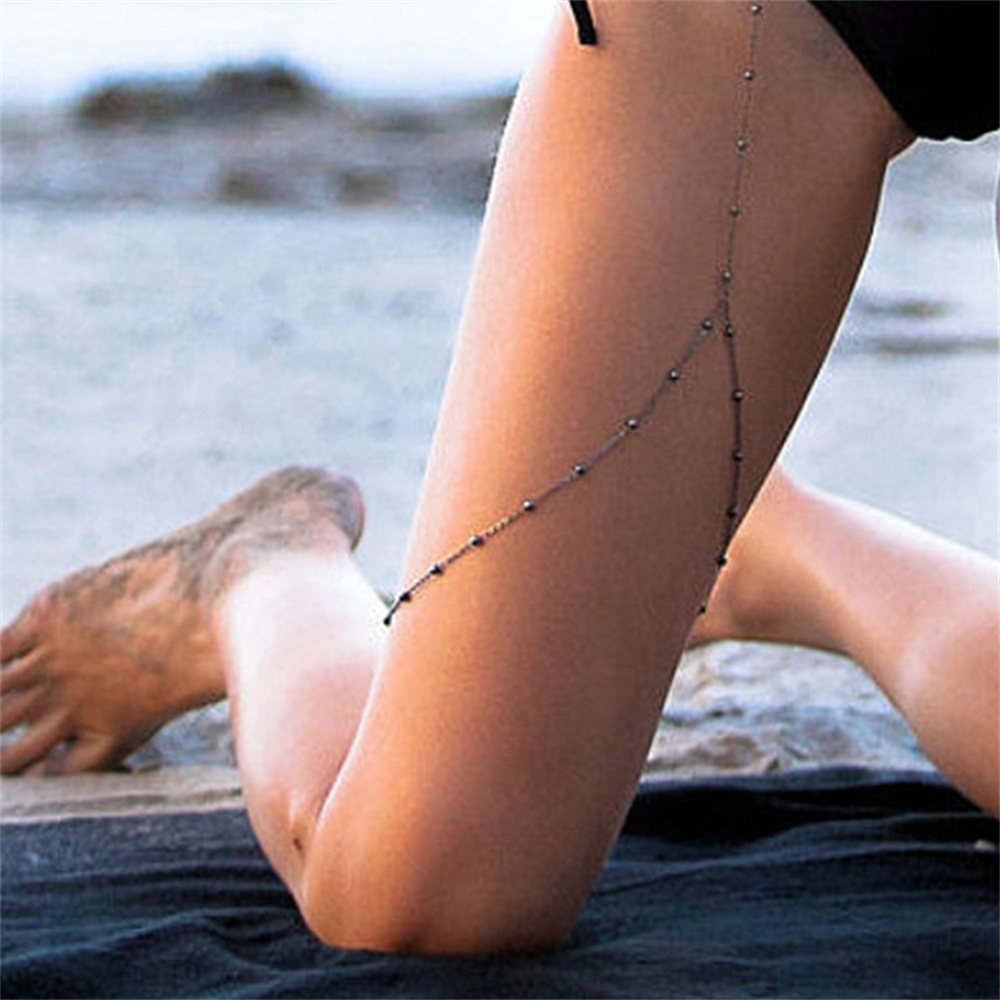 Thigh Chain Boho Bead Alloy Leg Chain for Women Garter Body Jewelry Beach Body Jewelry Sexy Bikini Thigh Leg Chains Fashion Gift