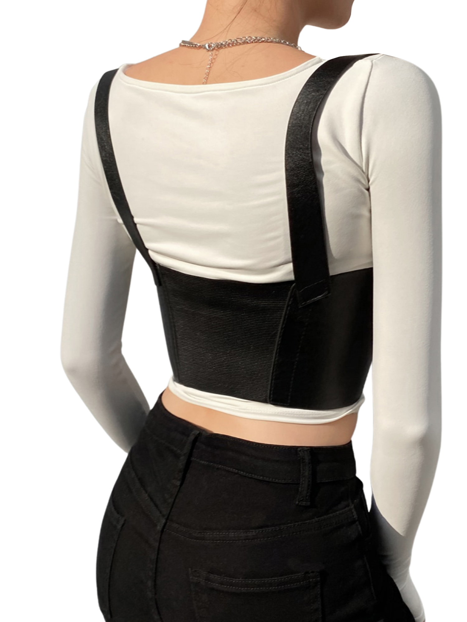 Belt for Dress Elastic Lace-up Cinch Belt PU Leather High Waist Black Corset Belt for Women
