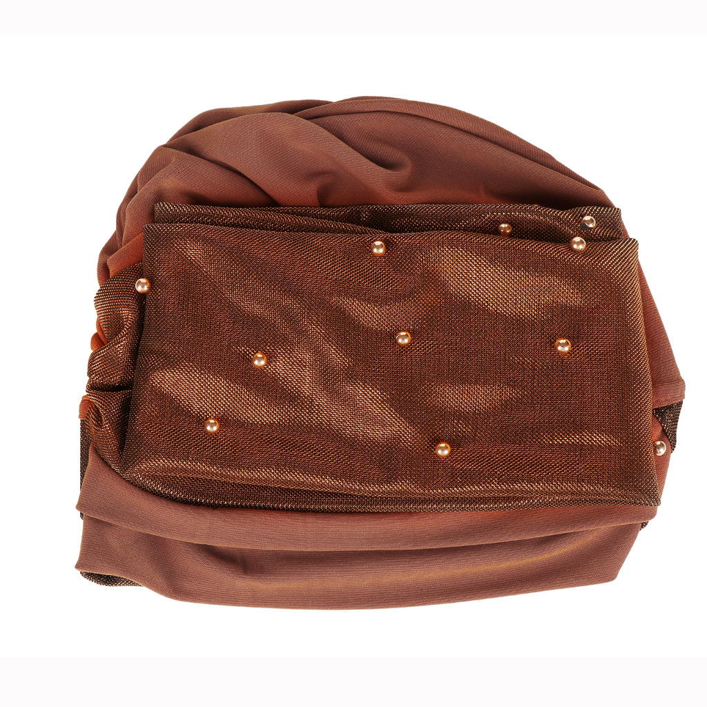 Muslim two-color beaded head scarf hat bright silk cloth beaded head cap