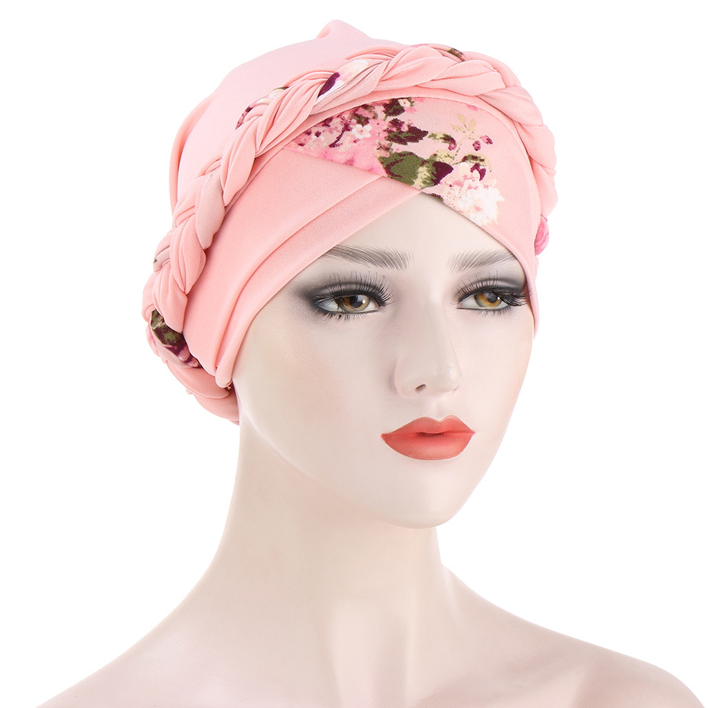Muslim hijab hat leopard print parquet short braid fashion comfortable hijab hat