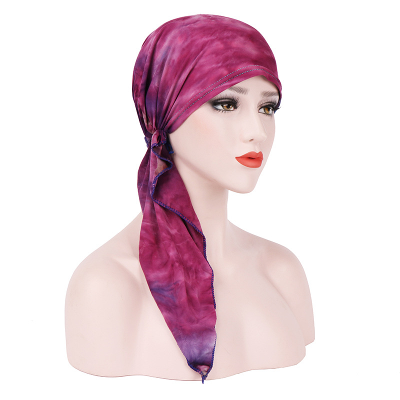 Muslim tie-dye curved fabric cap Muslim head cap Cotton double-sided cap