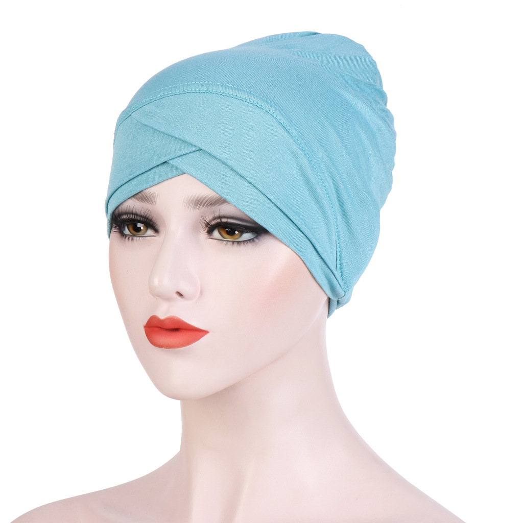 Muslim bottoming hat elastic cloth mercerized cotton straps forehead cross Indian hat can hide hair turban hat