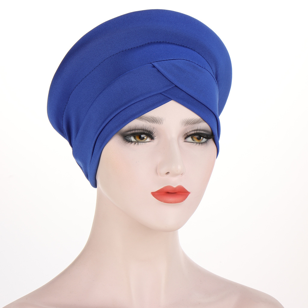 Muslim solid color turban cap semi-circular three-dimensional sponge Muslim chemotherapy cap behind the hair bag head cap